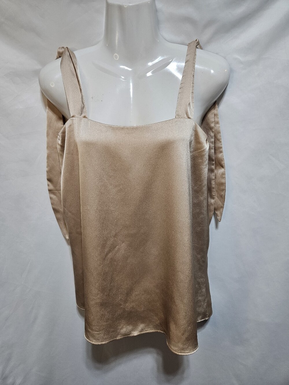 Show Me Your Mumu Champagne Satin Tie Strap Cami Top Size Small
